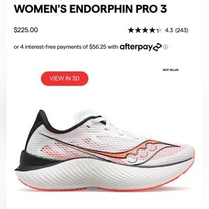 Saucony Endorphin Pro 3 Men’s 8.5 Women’s 10